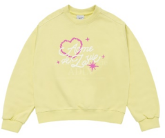 [K] ADLV SCRIPT HEART LETTERING WOMEN'S SWEATSHIRT,LIGHT YELLOW, 24FW-TP-SW-LG-SMW-LYW (KAV1243)