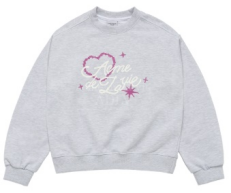 [K] ADLV SCRIPT HEART LETTERING WOMEN'S SWEATSHIRT,MELANGE, 24FW-TP-SW-LG-SMW-MEL (KAV1244)