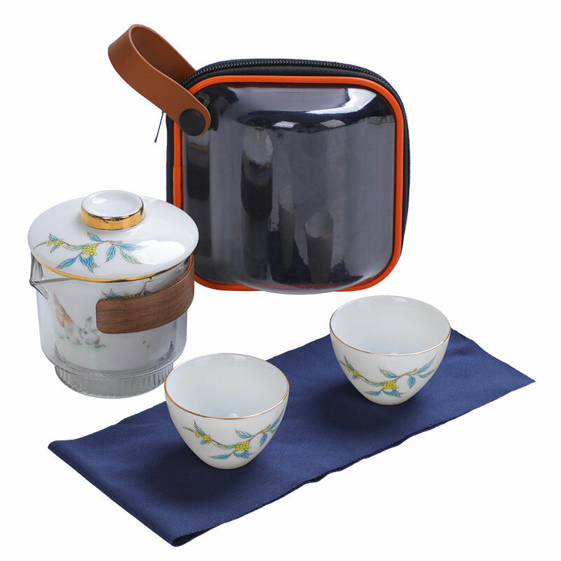 羊脂玉快客杯創意月兔一壺兩杯旅行組 商務活動禮品