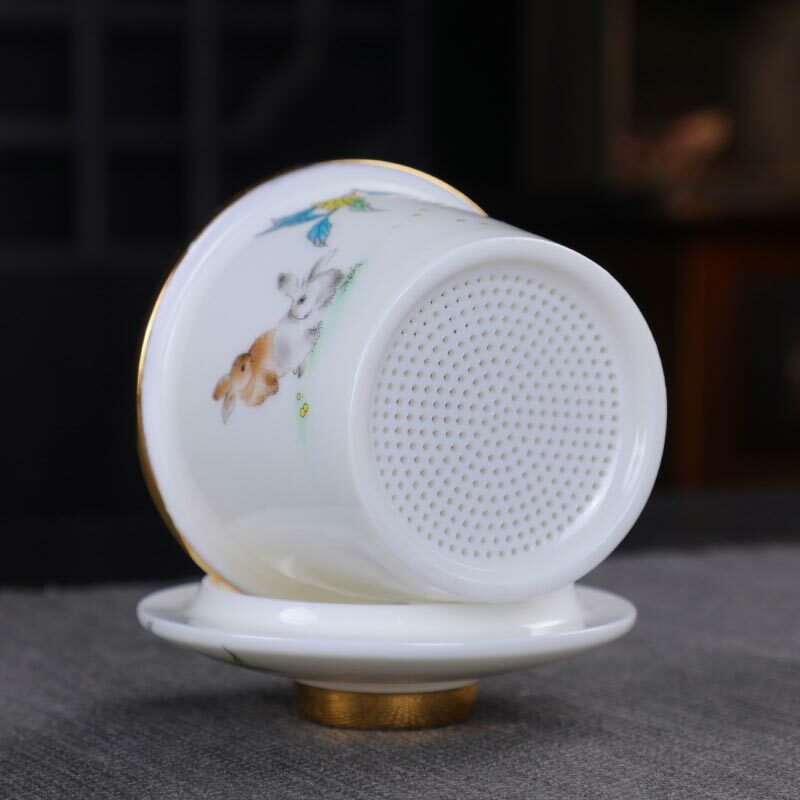 鹿港窯禮品館 │羊脂玉快客杯創意月兔一壺兩杯旅行組