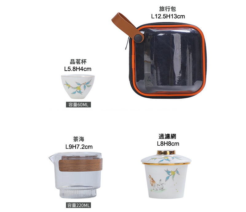 鹿港窯禮品館 │羊脂玉快客杯創意月兔一壺兩杯旅行組