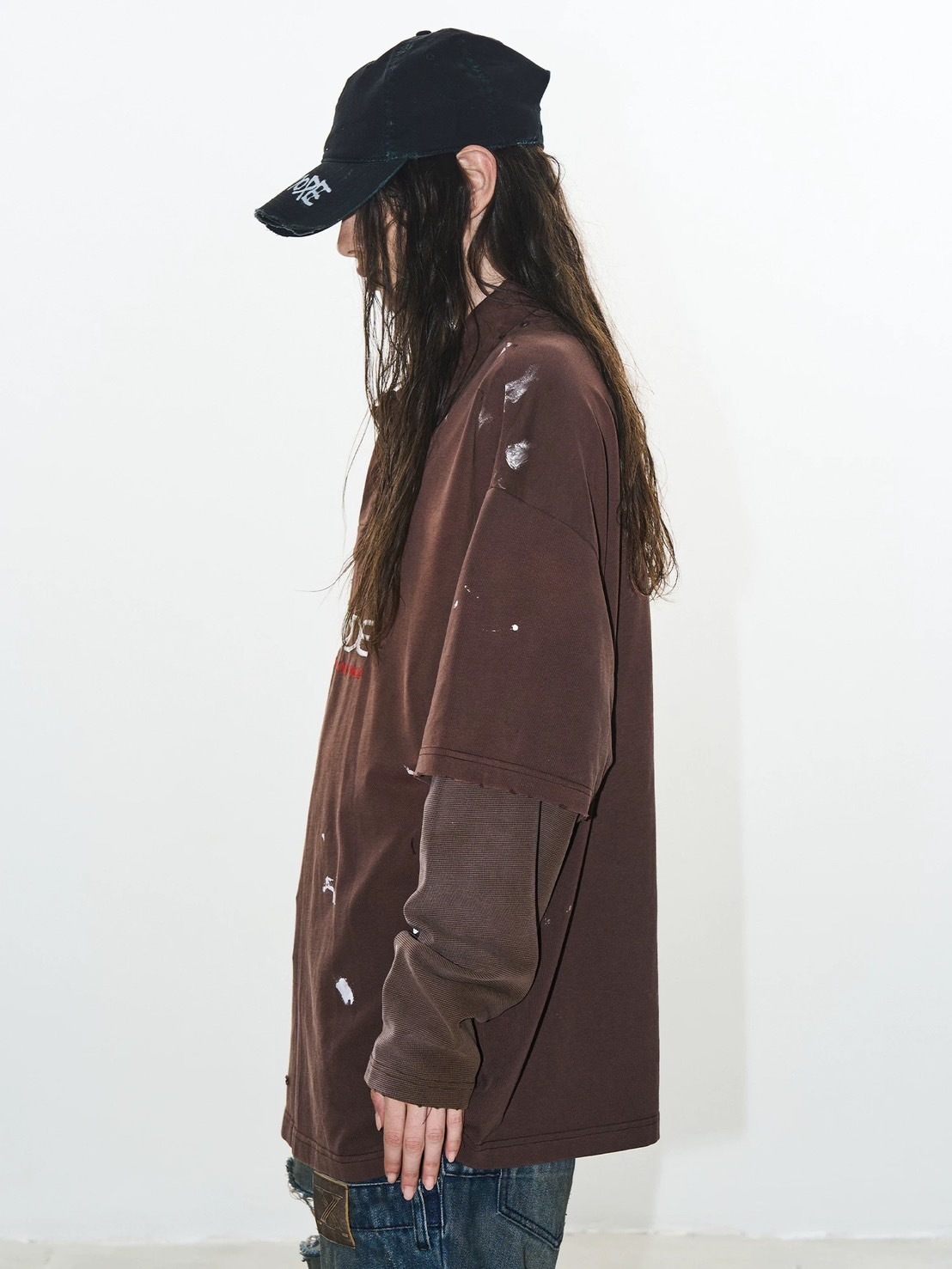 BLINDNOPLAN 水洗潑墨 假兩件長袖 POLO衫