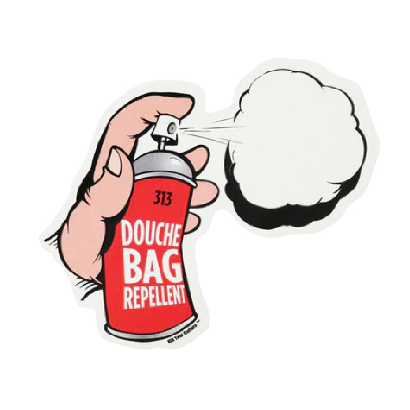 DOUCHE BAG REPELLENT STICKER 5"X3.25"