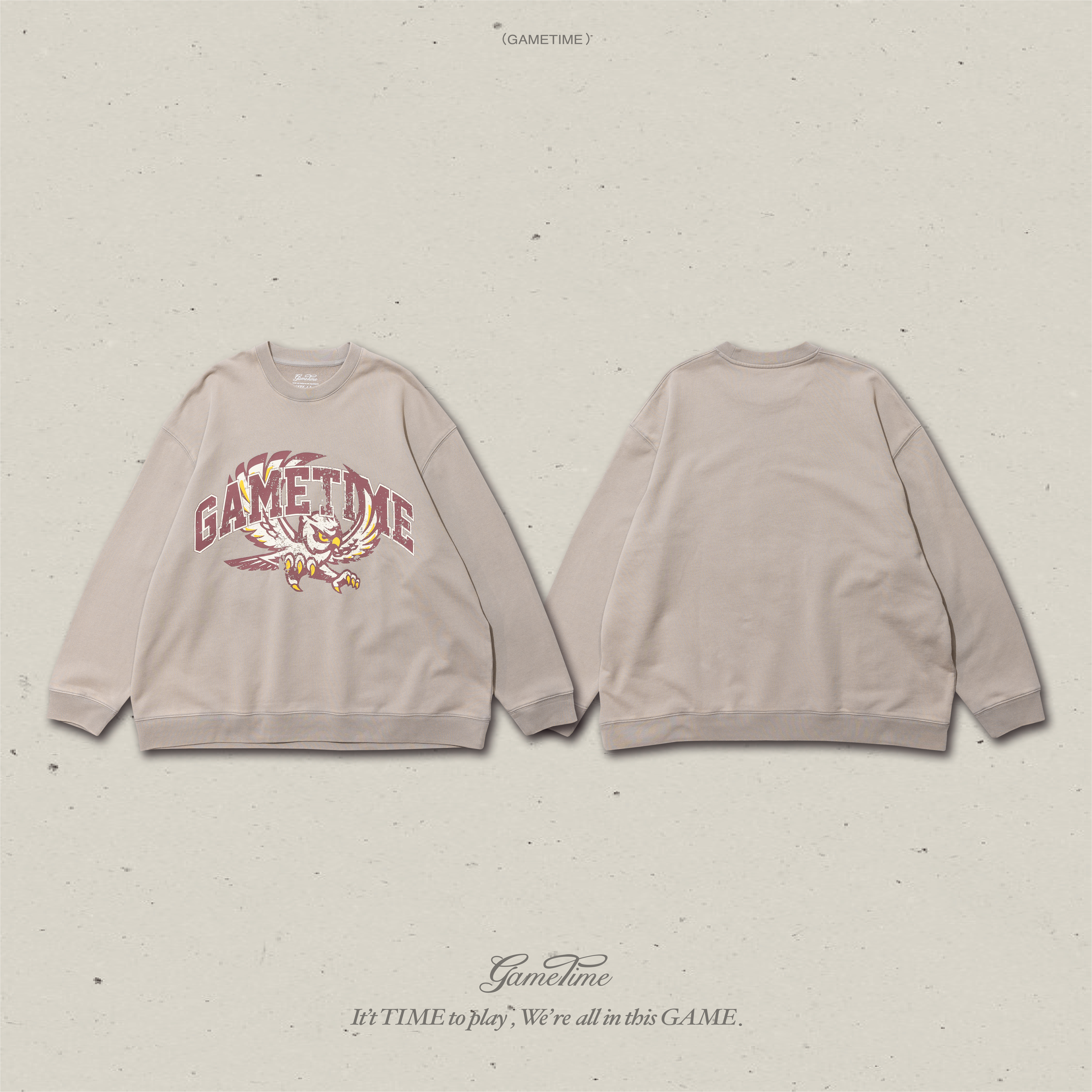 GameTime 24FW Washed Owl Logo Sweatshirt