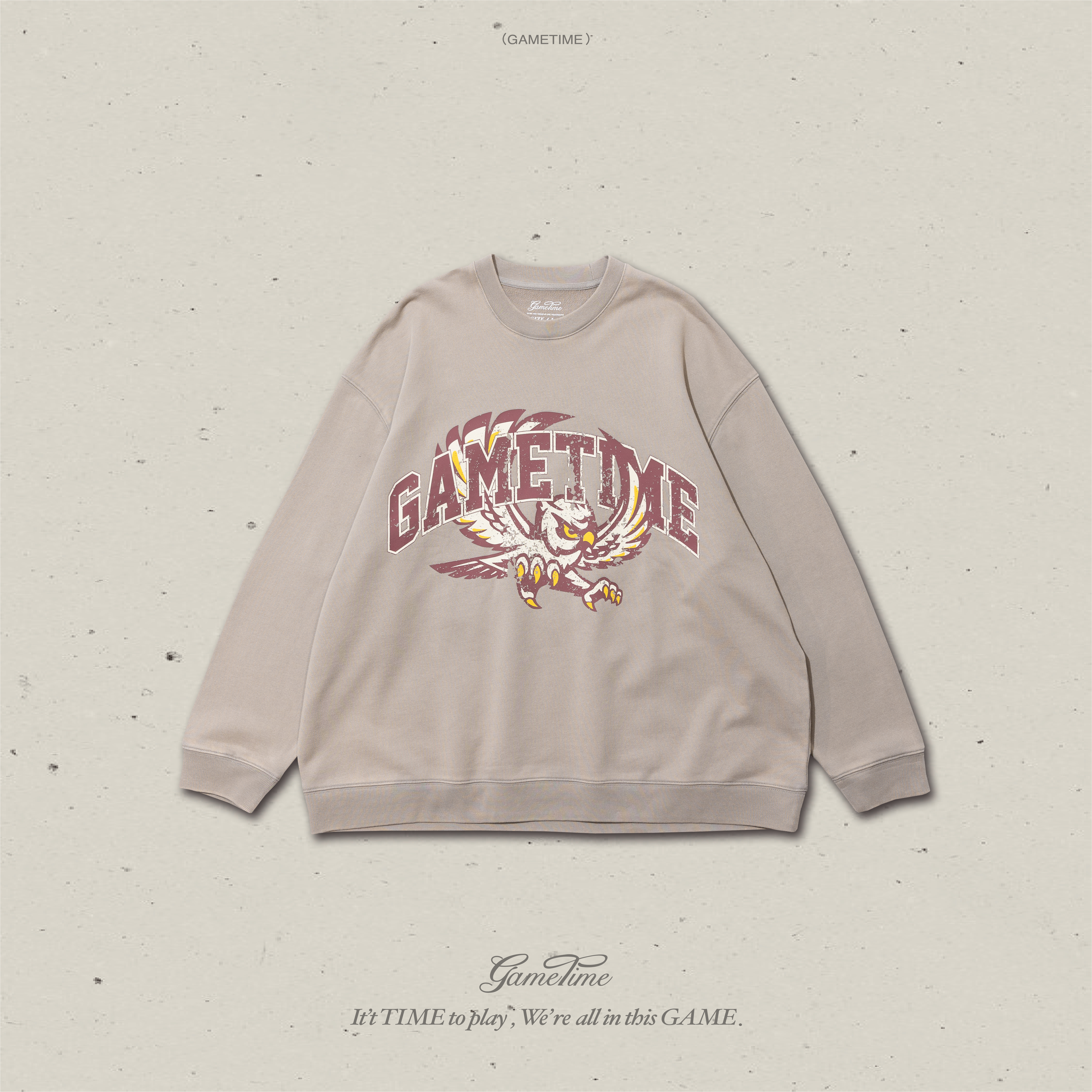GameTime 24FW Washed Owl Logo Sweatshirt