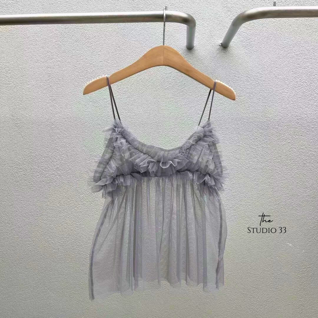 時髦網紗吊帶背心