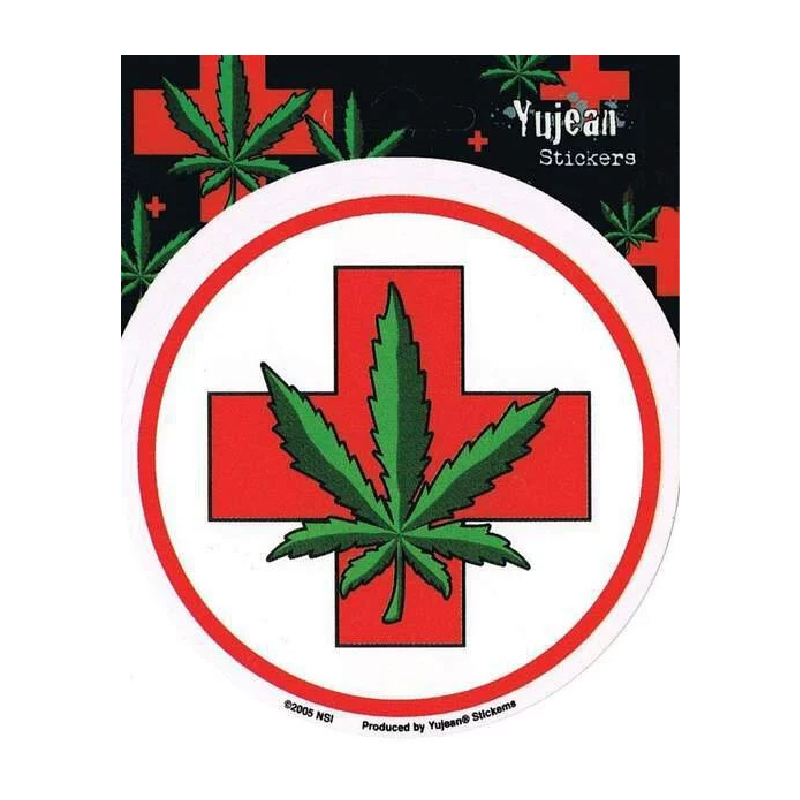MEDICAL HEMP LEAF ROUND STICKER