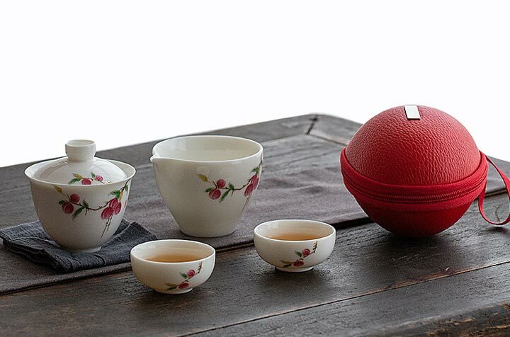 鹿港窯禮品館 │羊脂玉白瓷快客旅行茶具便攜式一壺二杯