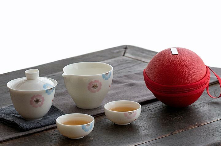 鹿港窯禮品館 │羊脂玉白瓷快客旅行茶具便攜式一壺二杯