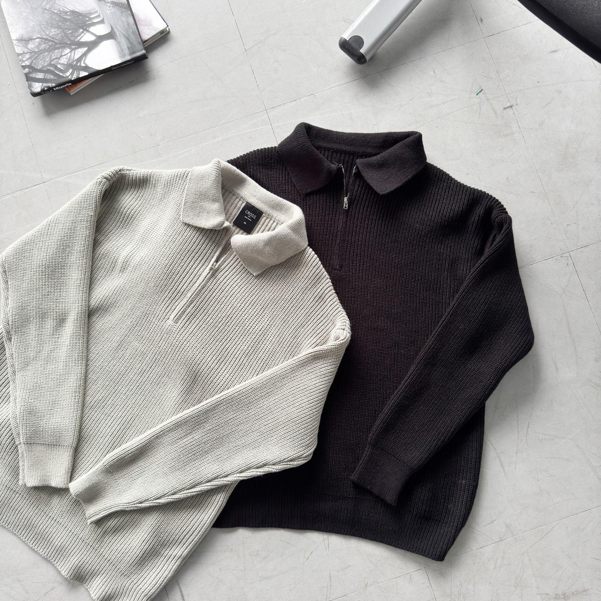 素面半拉鍊針織毛衣 98251