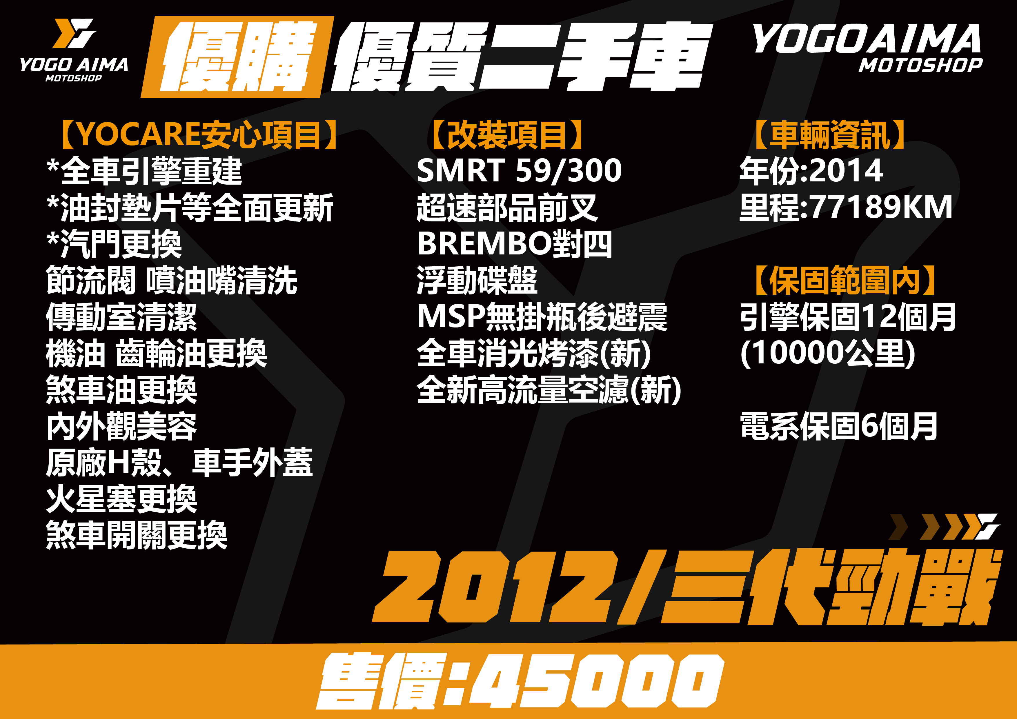 2014 勁戰三代 77189KM (已售出)