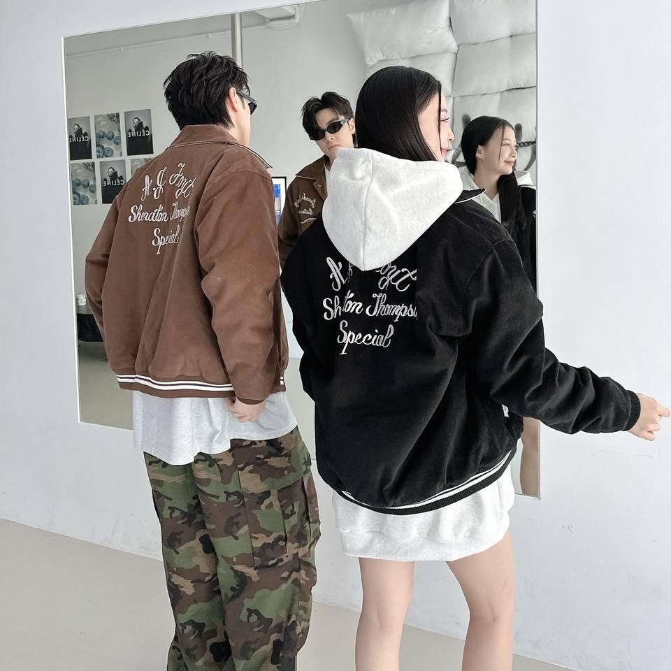 英字草寫刺繡復古外套 98213