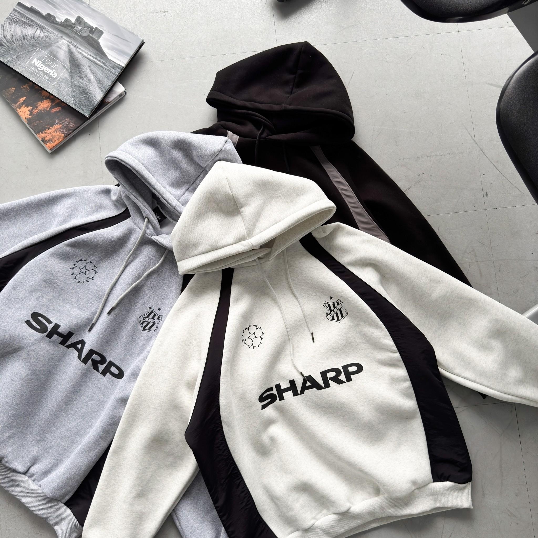 SHARP拼接撞色帽T 98254