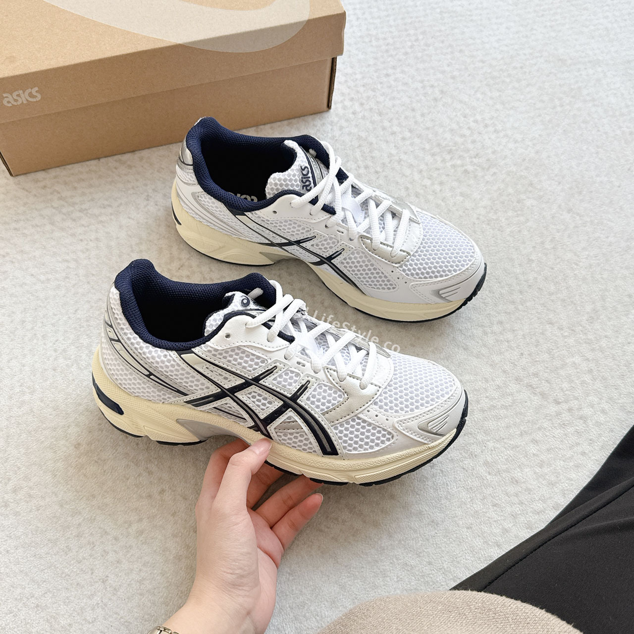 ASICS GEL-1130 奶油午夜藍 奶油白 銀色 復古 女鞋 1202A164-110  / 現＋調