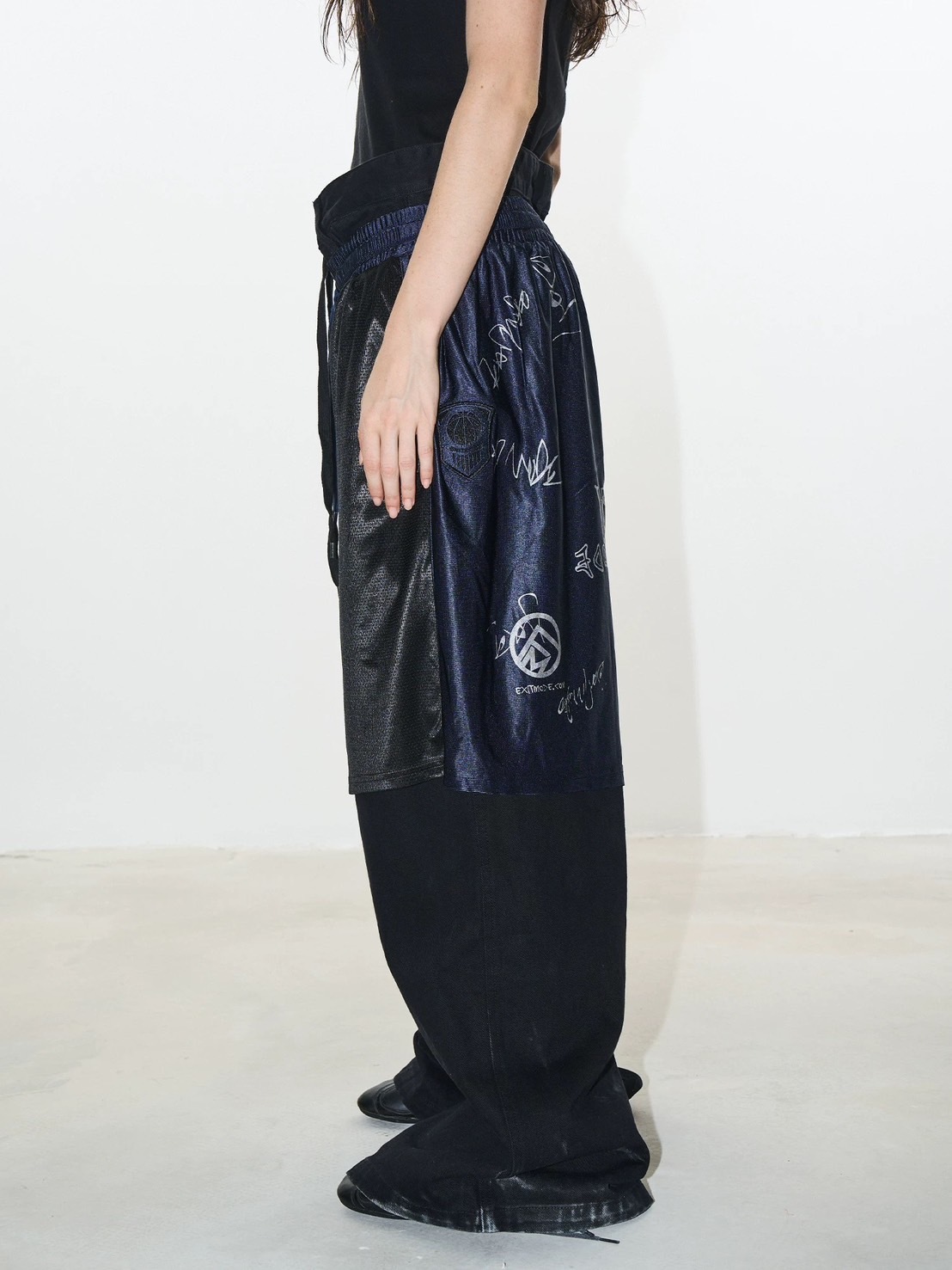 BLINDNOPLAN 運動拼接 塗鴉解構 牛仔褲