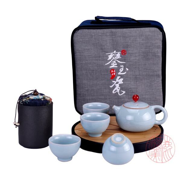 五大名窯 圓形茶盤 旅行茶組