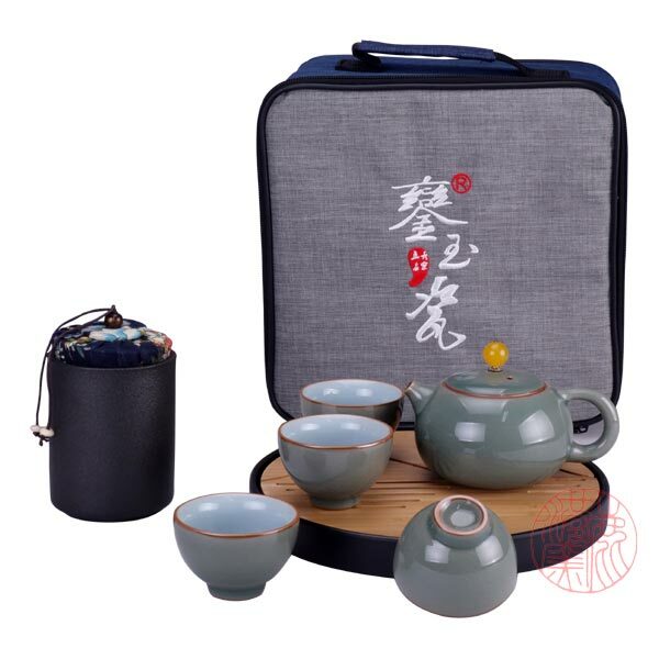 五大名窯 圓形茶盤 旅行茶組