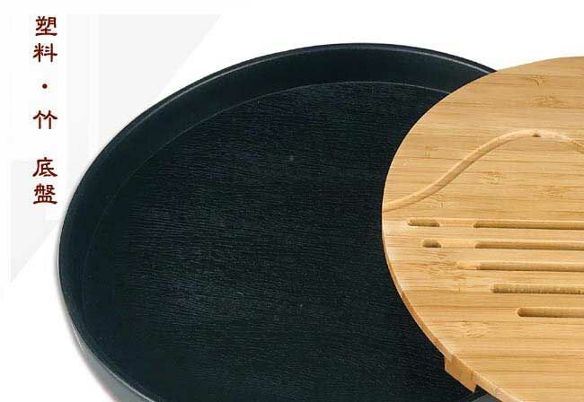 鹿港窯禮品館│五大名窯 圓形茶盤 旅行茶組