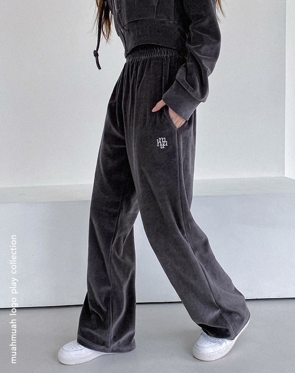 ●muahmuah● Point Velvet Training Pants Navy _MUP22414_ MUAHMUAH POINT VELVET TRAINING PANTS [MUP22414]