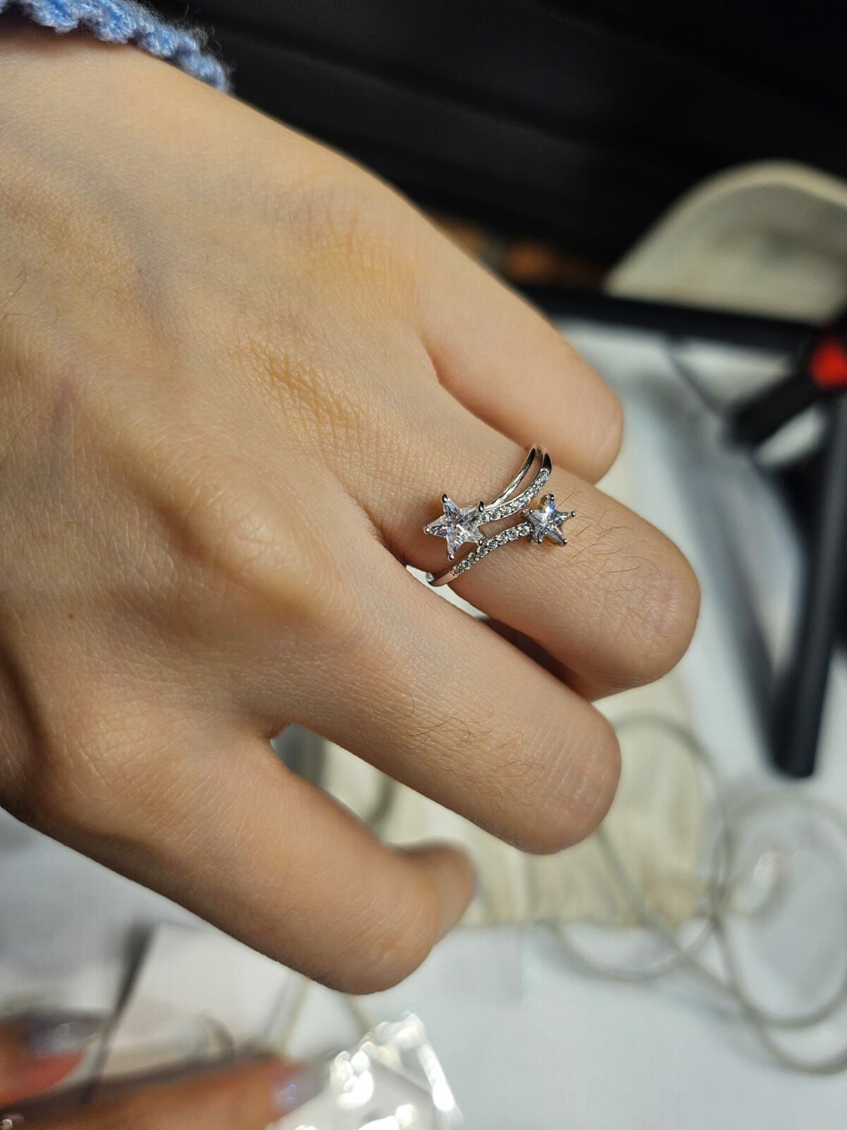 HM3437 ⚪️925 銀 雙星戒指