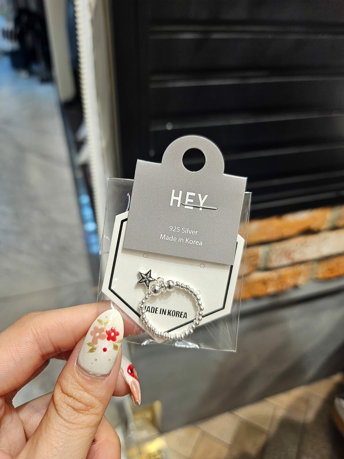 HM3438 925 銀 星星吊墜彈性繩戒指