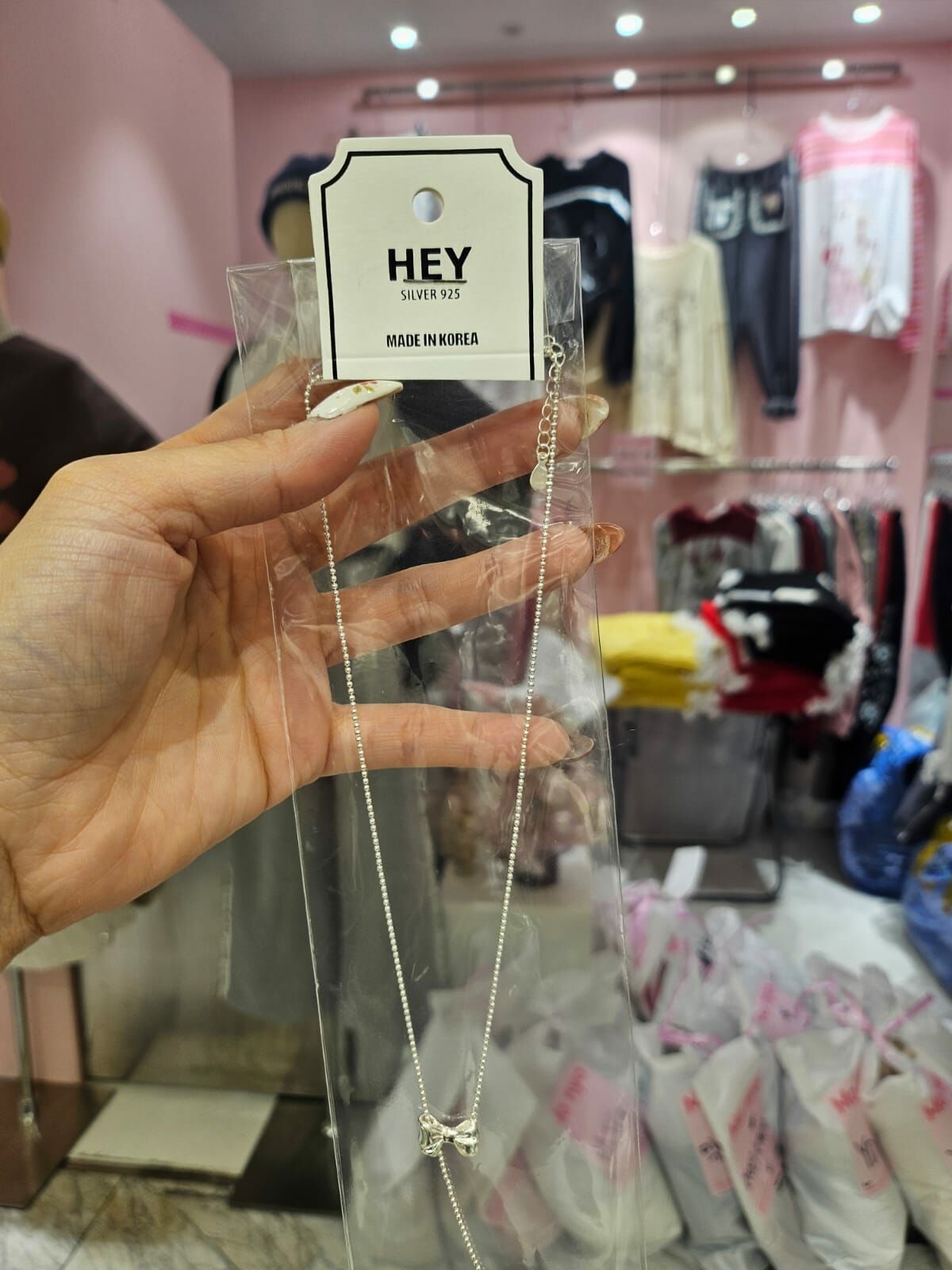 HM3444 ⚪️925 銀 蝴蝶結項鍊