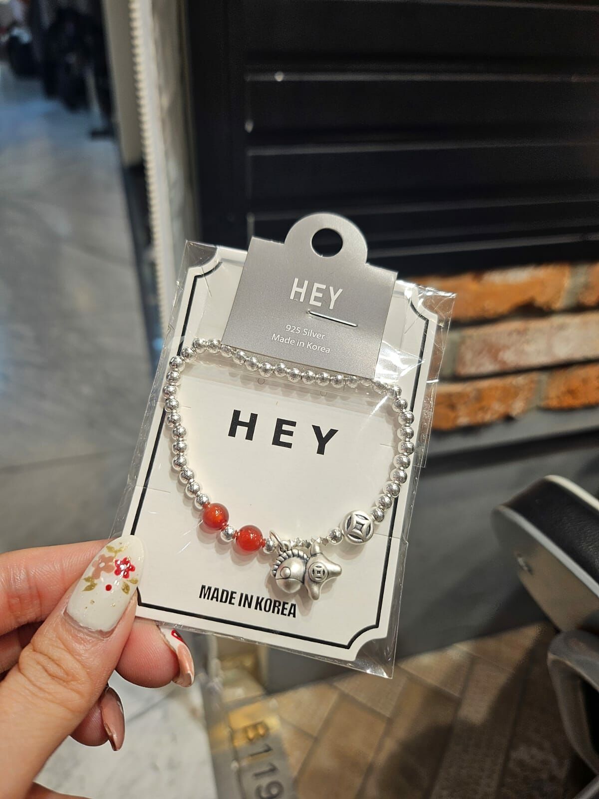 HM3445 ⚪️925 銀 小馬銀珠紅瑪瑙手鍊