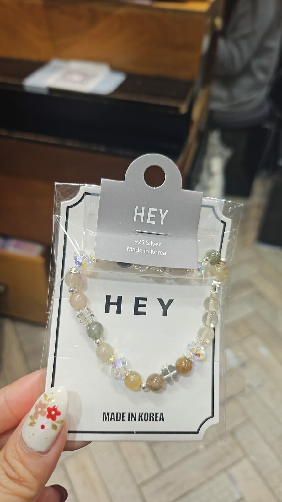 HM3446 ⚪️925 銀 四葉草水晶手鍊