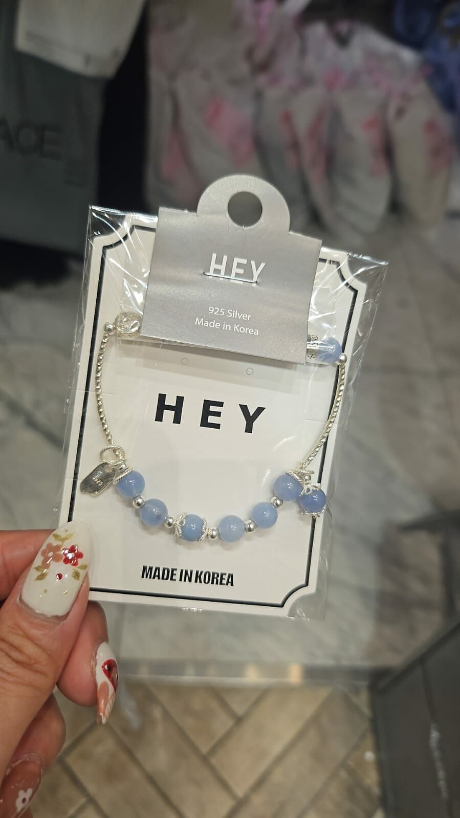 HM3448 ⚪️925 銀 藍水晶拼銀鍊手鍊