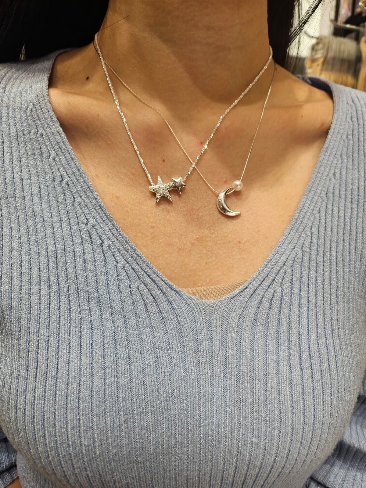 HM3449 ⚪️925 銀 雙星項鍊