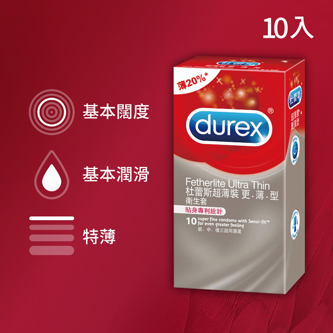 Durex杜蕾斯超薄裝更薄型保險套/衛生套10入