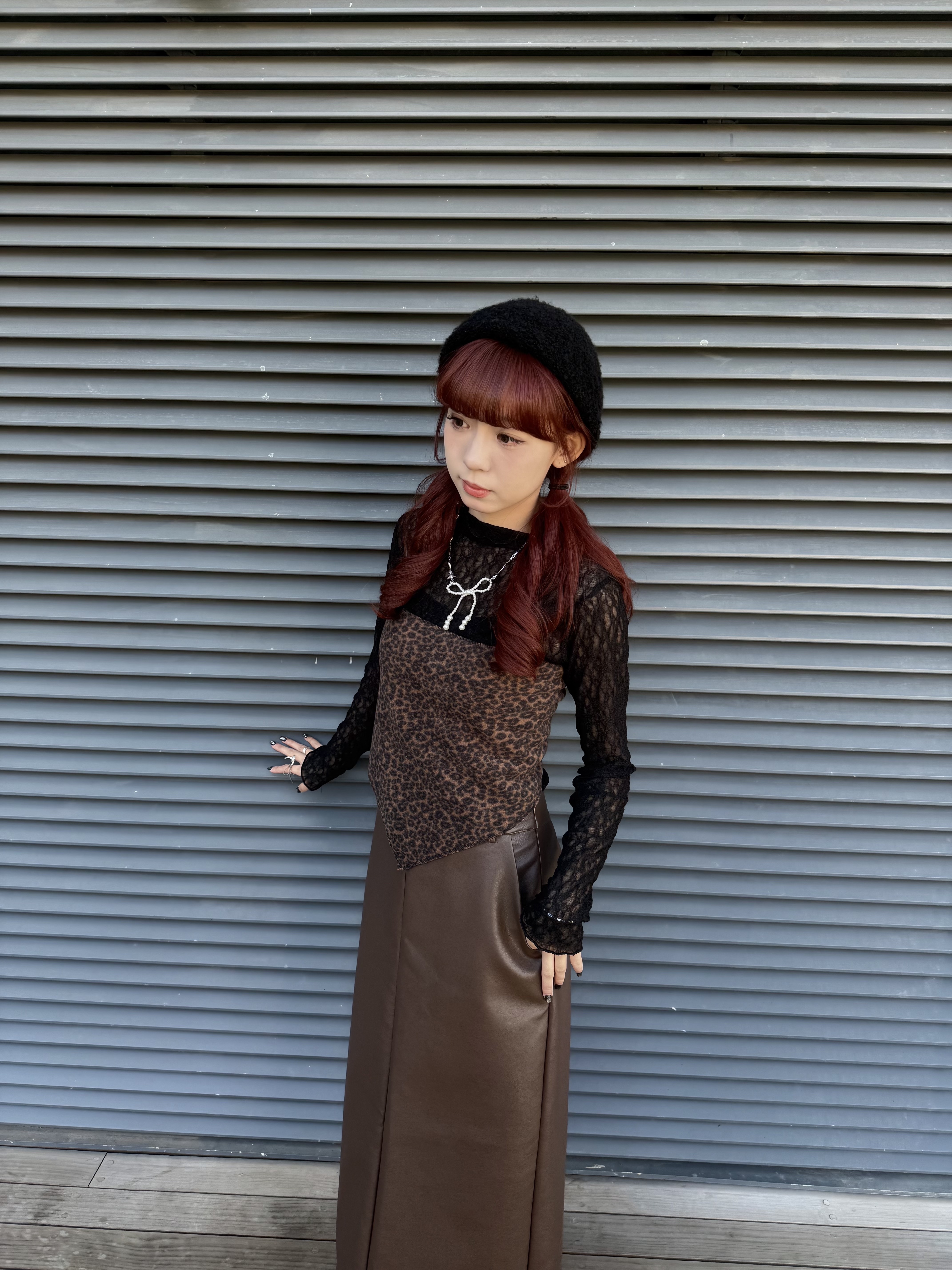 [兩色入] 多用豹紋頭巾/ Top ( Brown )