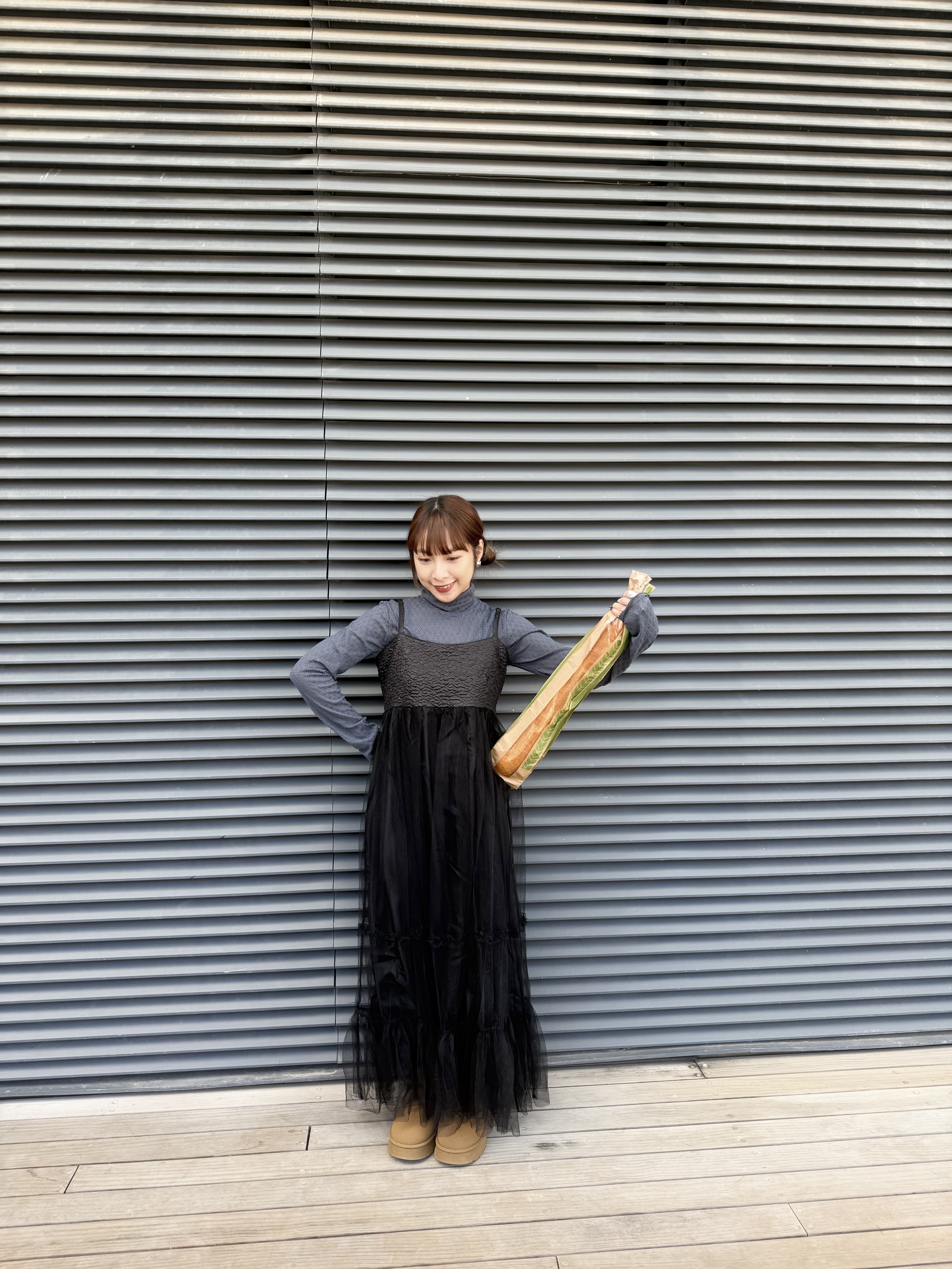 拼紗紗吊帶洋裝