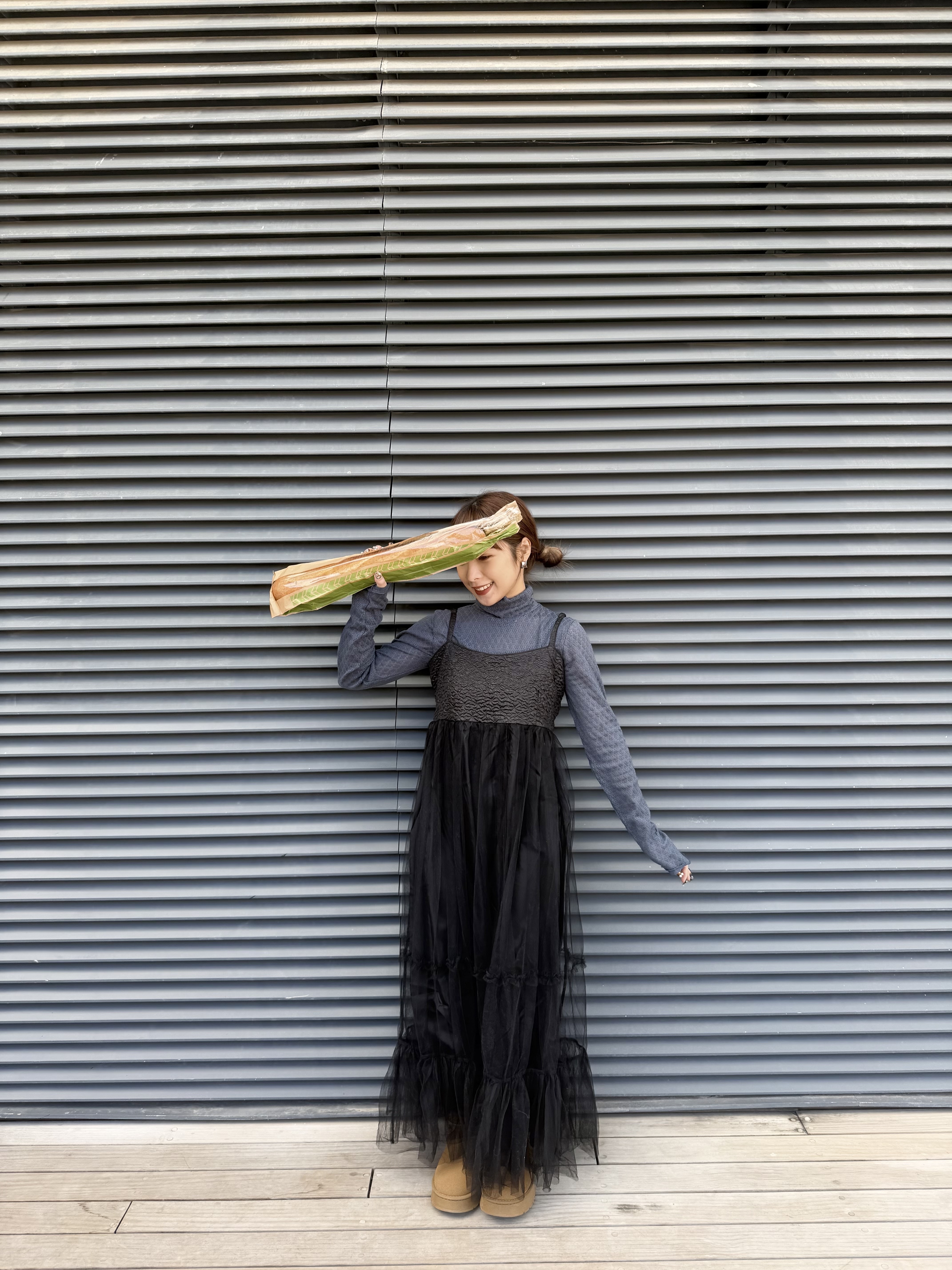 拼紗紗吊帶洋裝