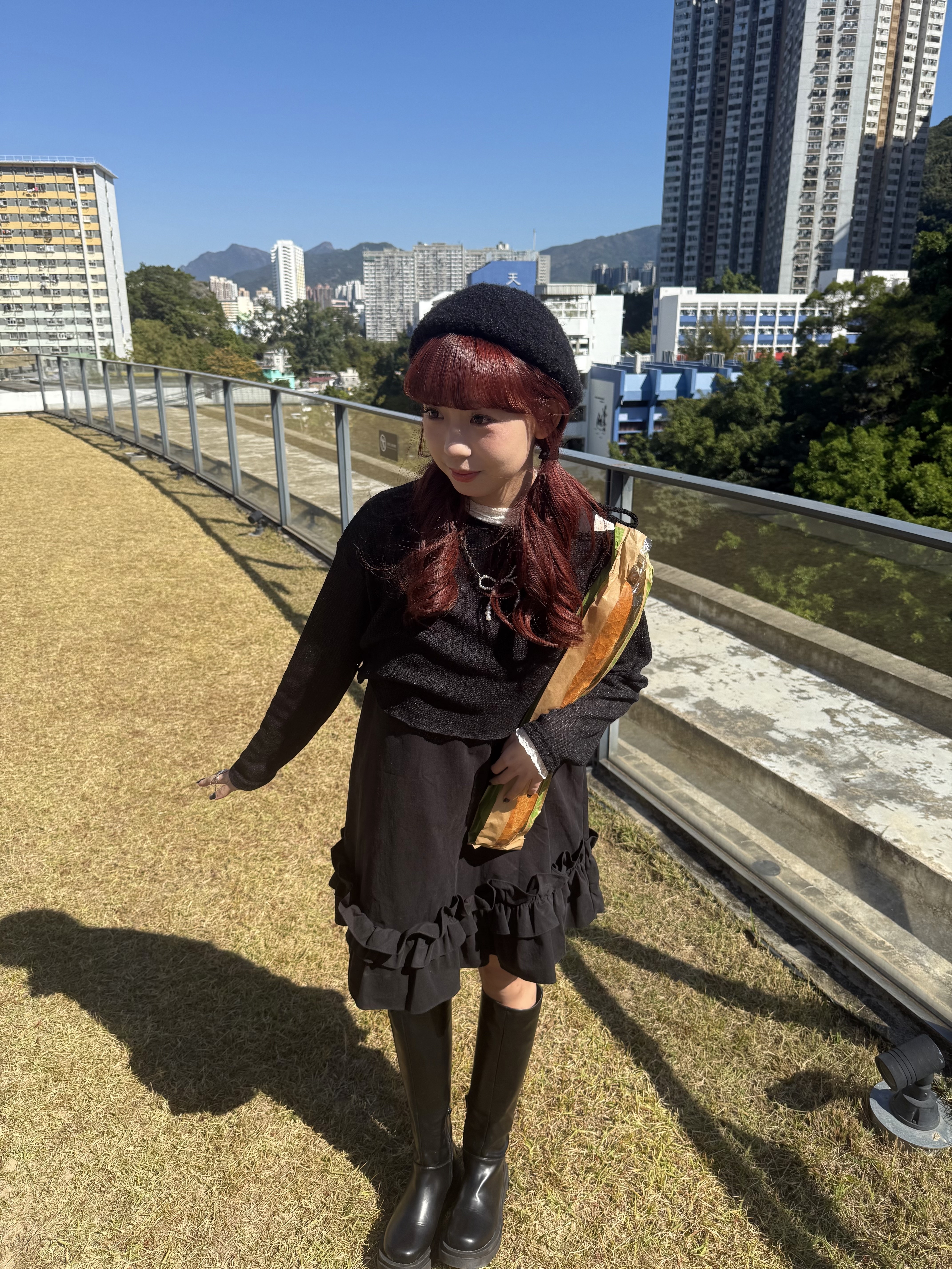 小方領雙層ruffle短ops