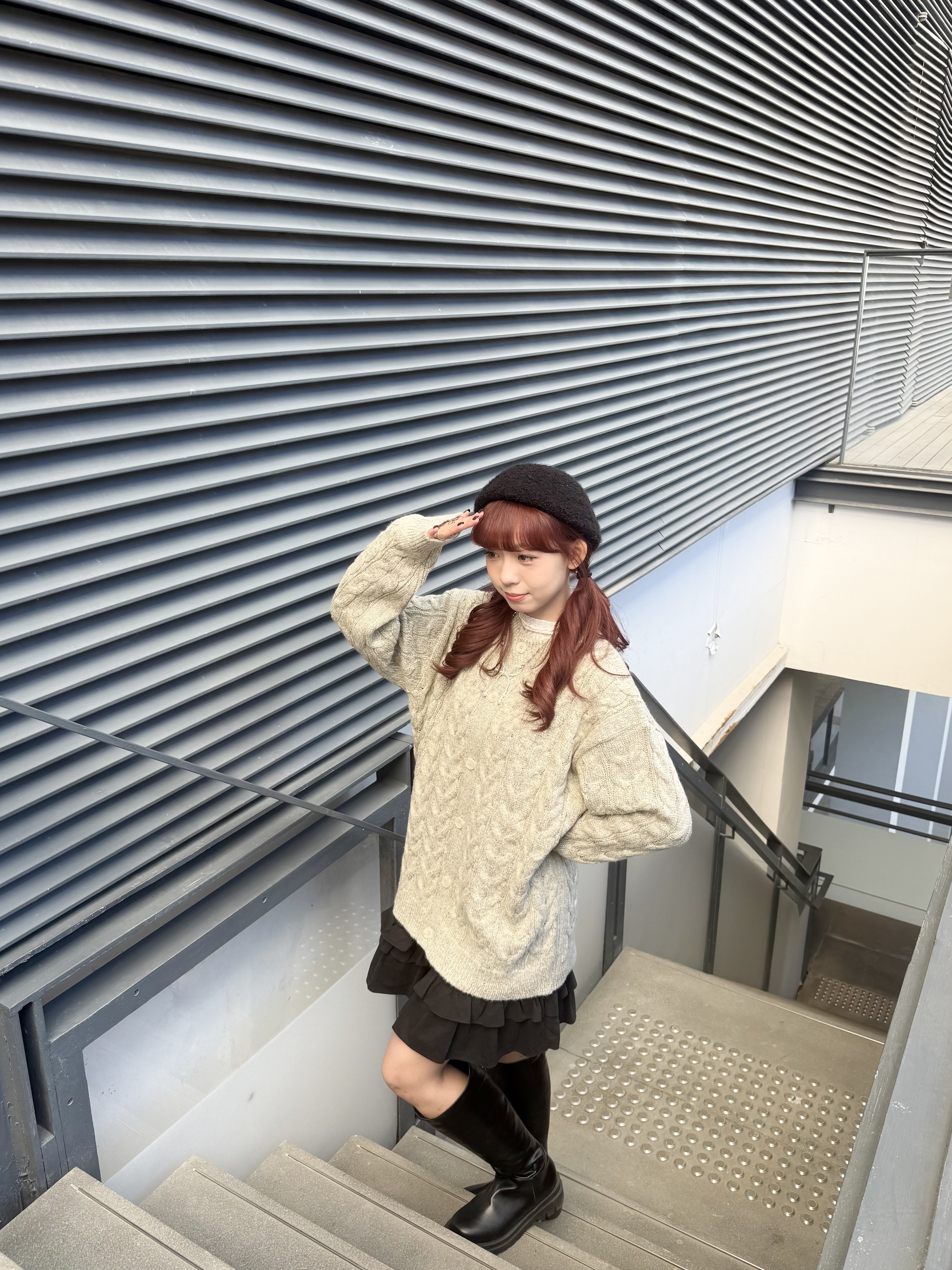 情侶oversize麻花排鈕外套