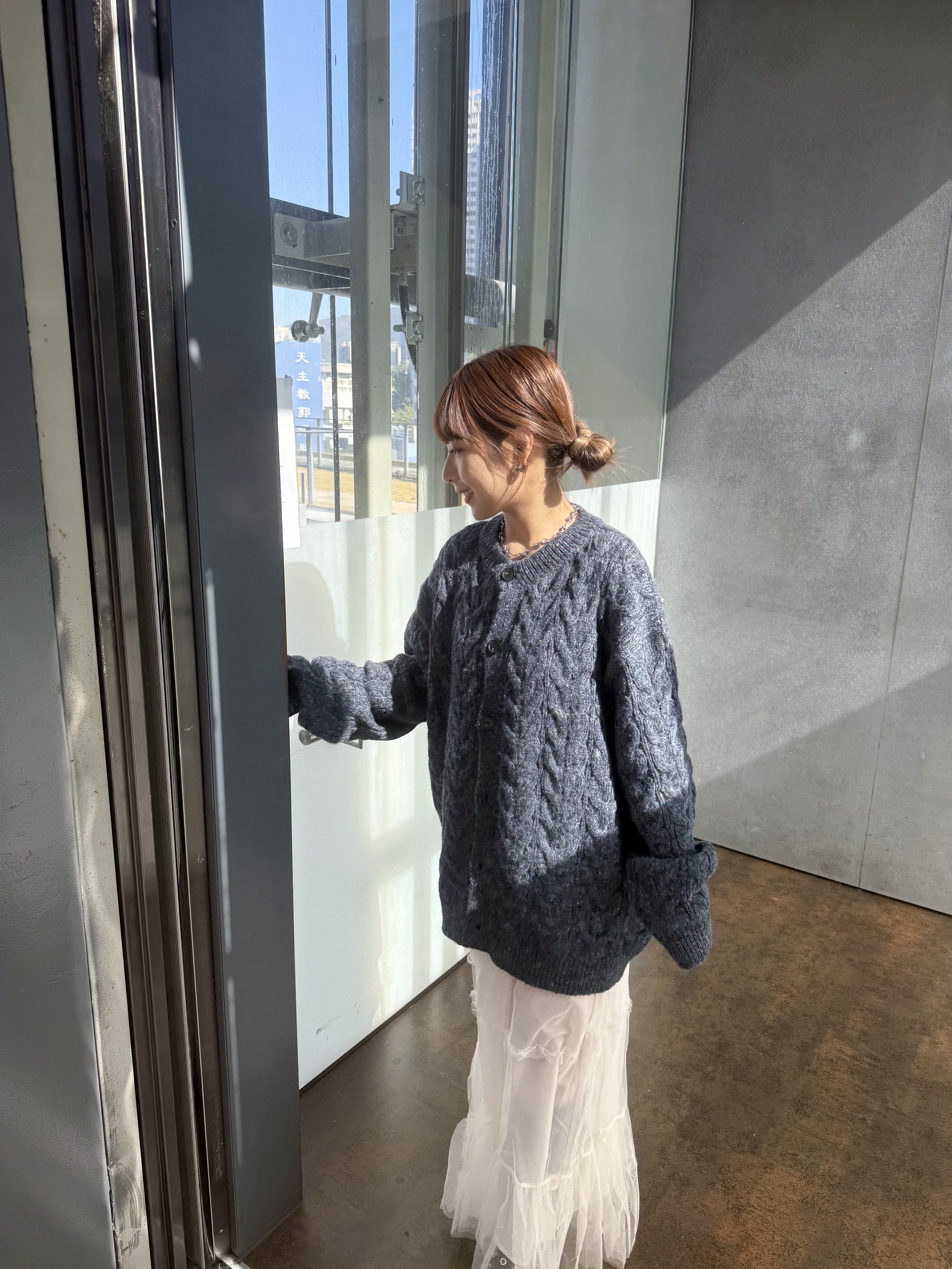 情侶oversize麻花排鈕外套