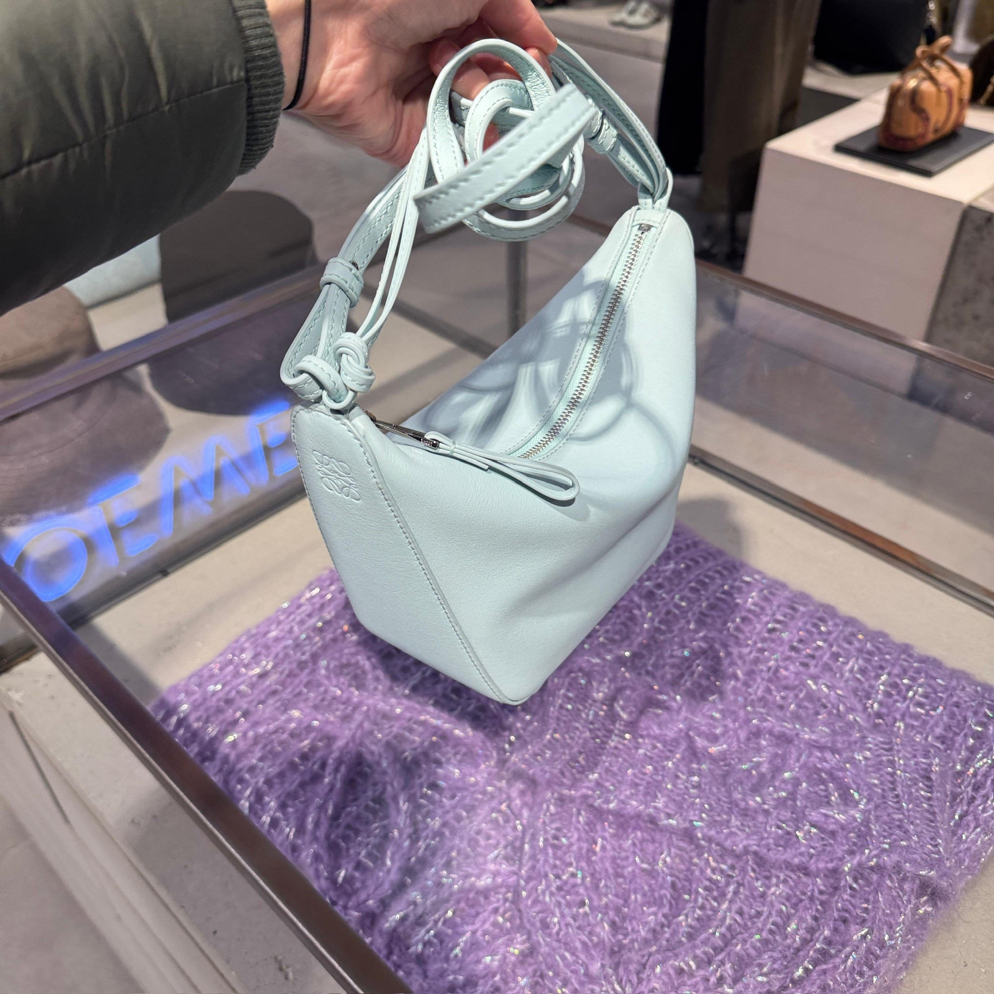 Loewe Hammock Mini Hobo bag in Ice blue