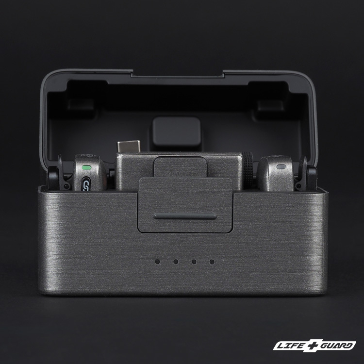 LIFE+GUARD 鏡頭貼膜安裝正面示意圖，適用 DJI Mic Mini