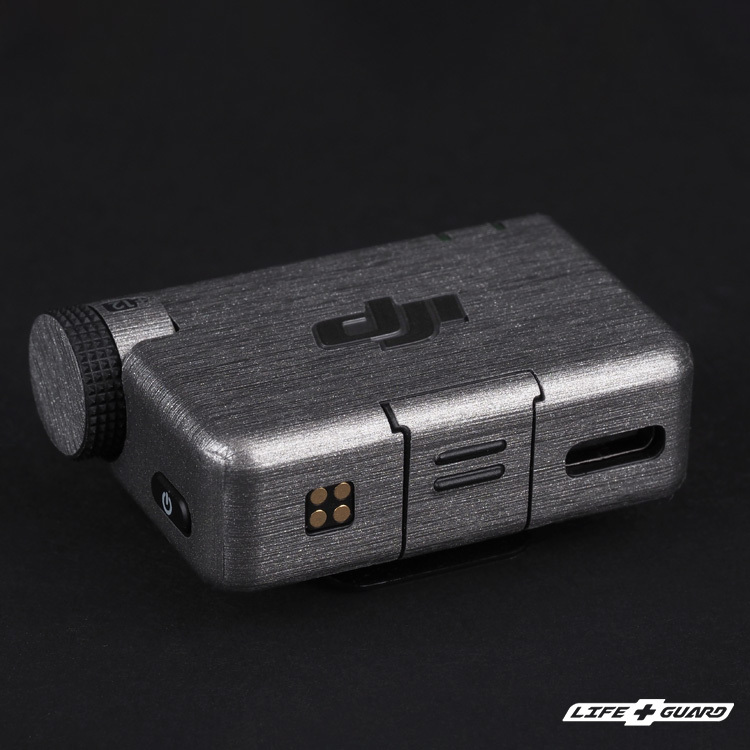 LIFE+GUARD 麥克風貼膜安裝示意，適用 DJI Mic Mini