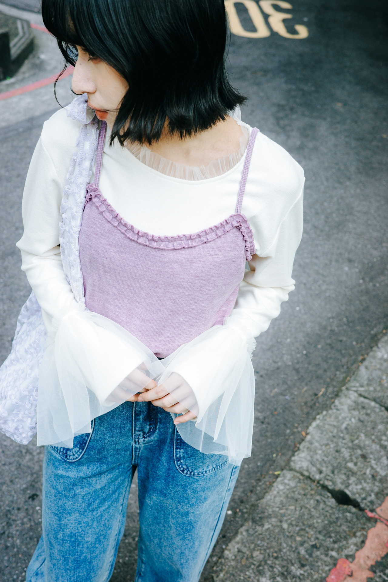 三色 / 羊絨荷葉邊短款馬甲/ Cashmere Ruffle Short Vest