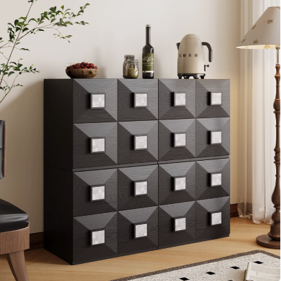 復古實木方形疊疊抽屜櫃子（單買）