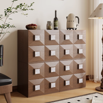 復古實木方形疊疊抽屜櫃子（單買）