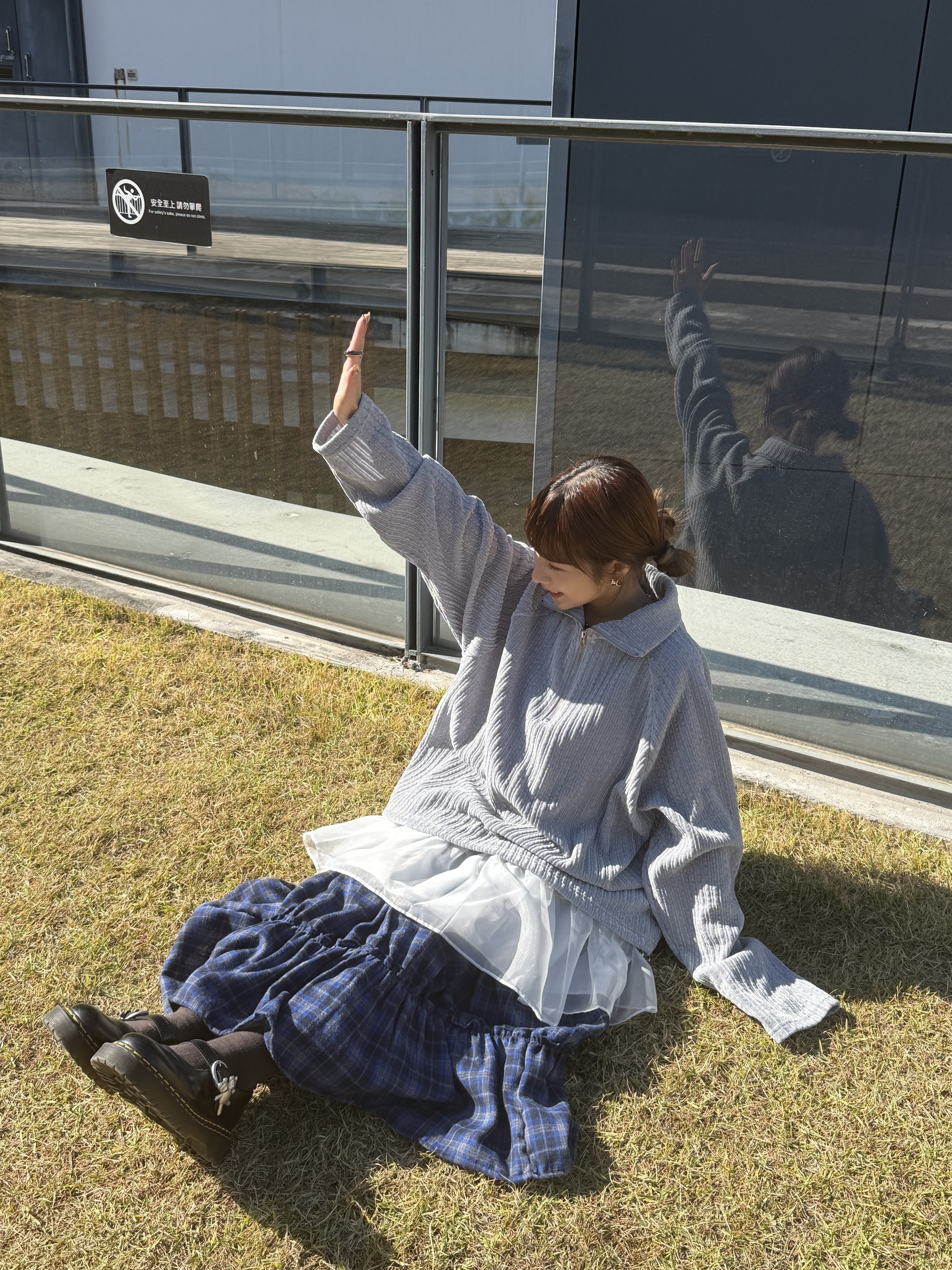 [兩色入] 格仔RUFFLE邊SK( Blue )