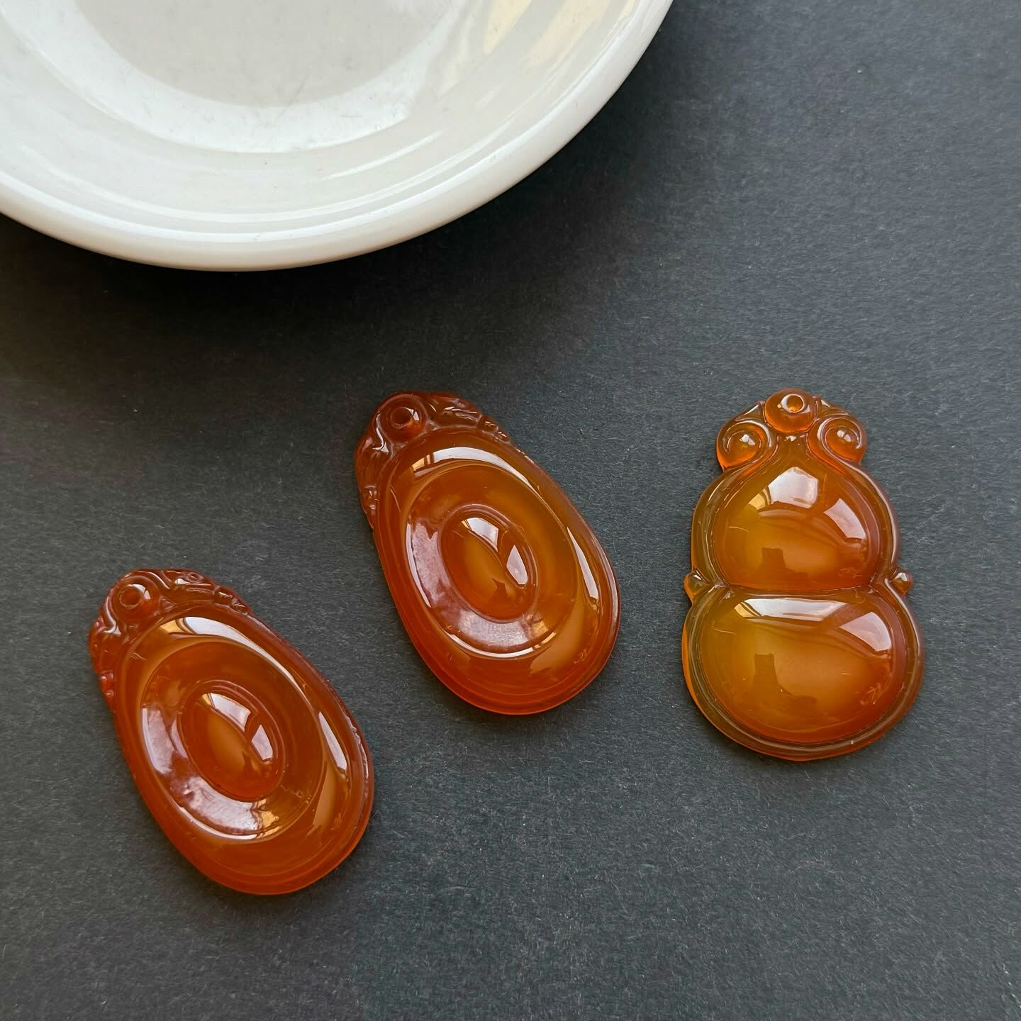 [原石] 紅玉髓 金元寶、葫蘆 項鍊吊墜