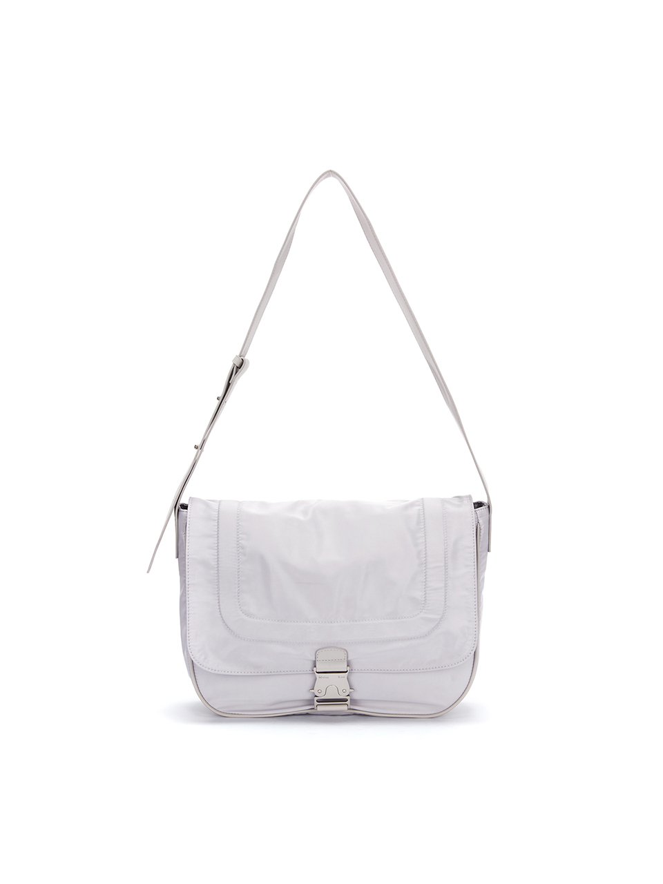 大容量鎖扣單肩包 淺灰