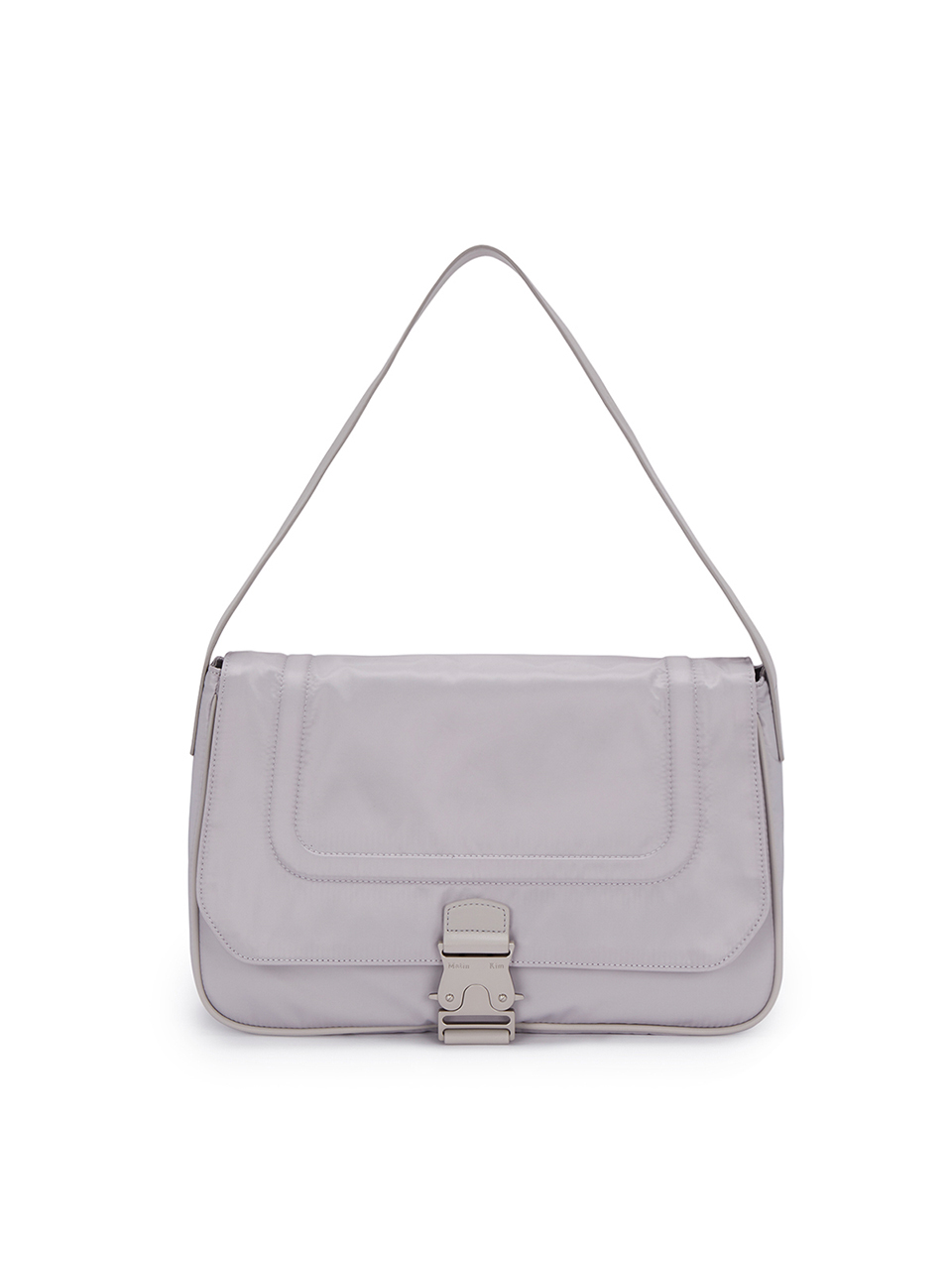 鎖扣單肩包 淺灰