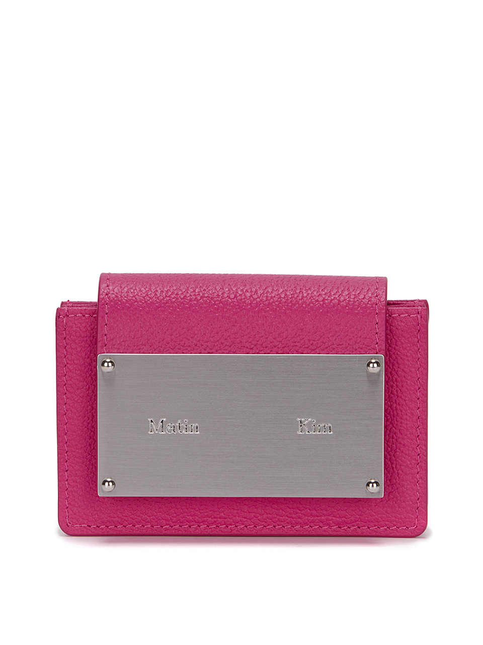 經典鐵牌風琴皮夾 桃粉