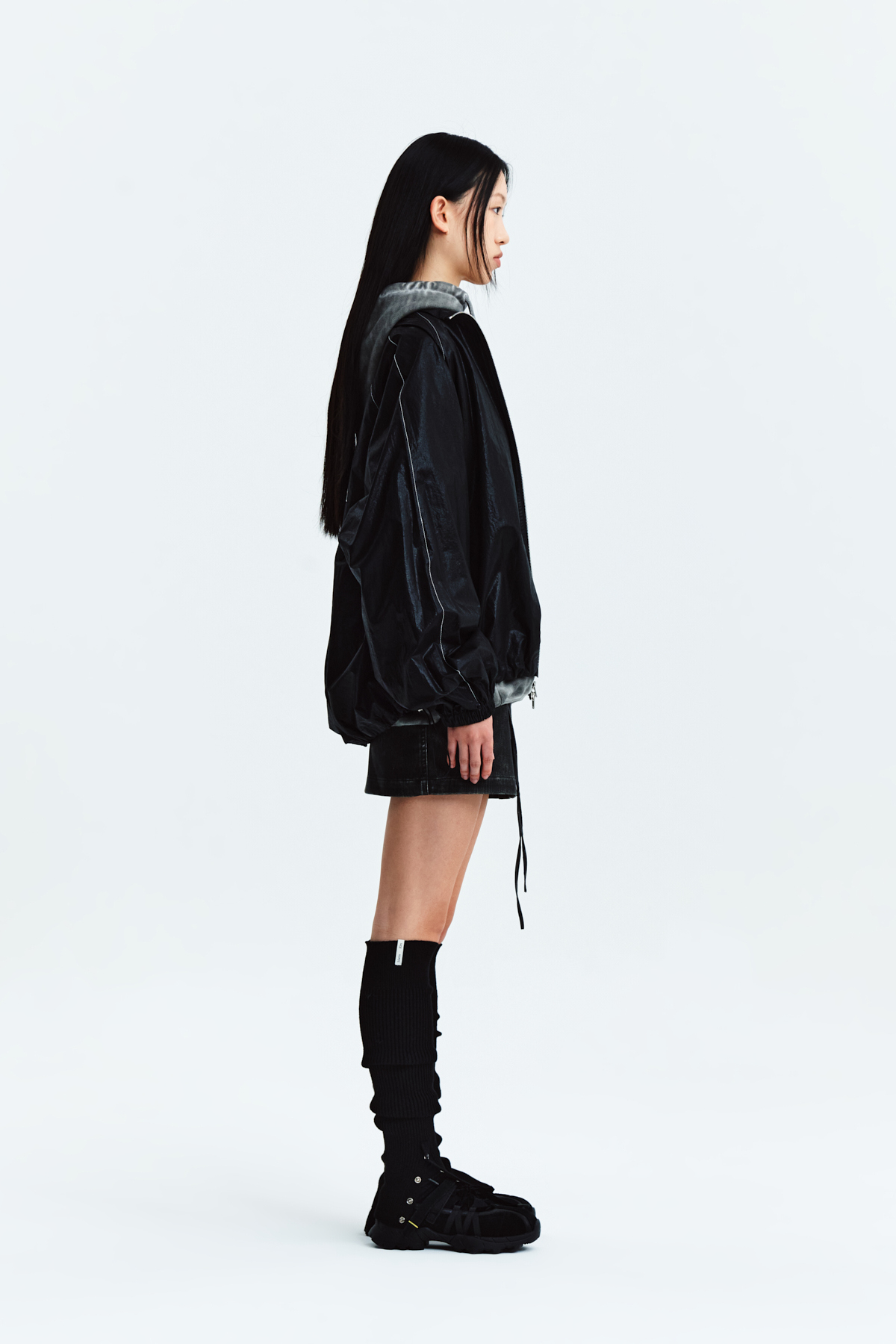 MATIN KIM LOGO COATING JUMPER IN BLACK