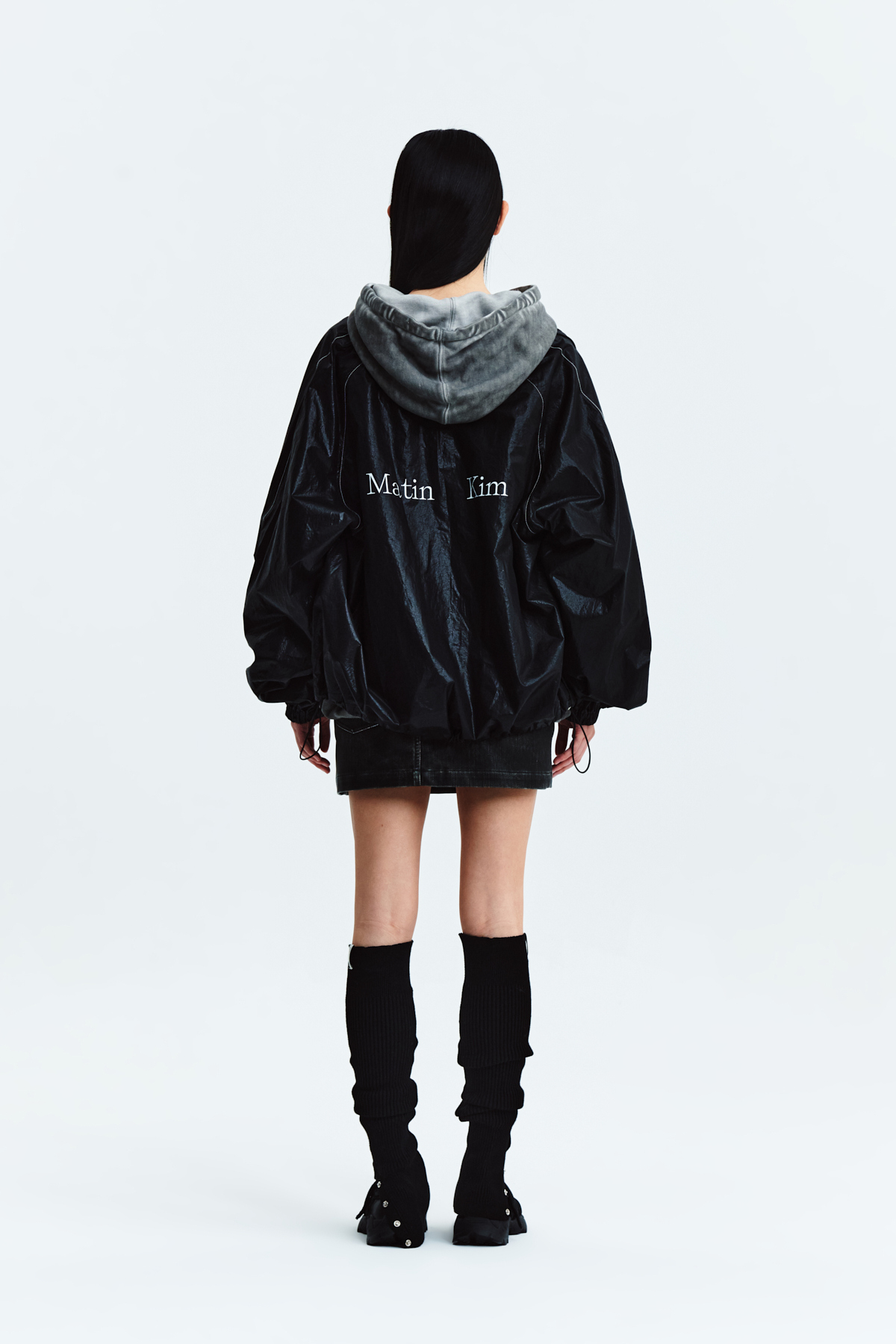 MATIN KIM LOGO COATING JUMPER IN BLACK